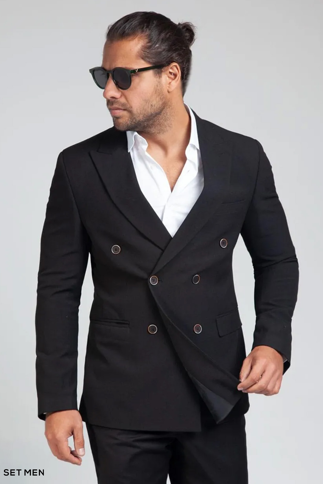 کت تک مردانه دبل برست یقه بلیزر دو چاک شش دکمه