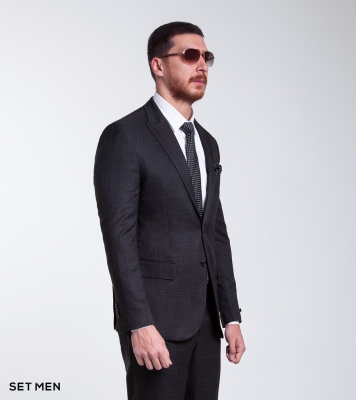 کت و شلوار یقه بلیزر دو دکمه دو چاک