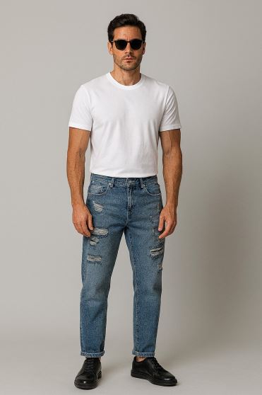 شلوار جین مردانه مام زاپ دار