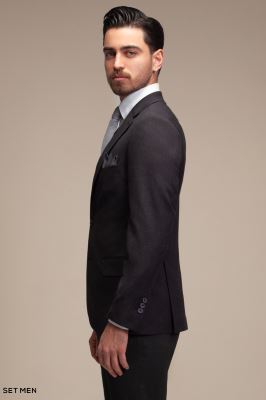 کت تک مردانه یقه انگلیسی نیم آستر دو دکمه دو چاک