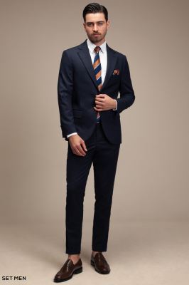 کت تک مردانه یقه انگلیسی نیم آستر دو دکمه دو چاک