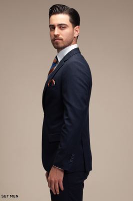 کت تک مردانه یقه انگلیسی نیم آستر دو دکمه دو چاک