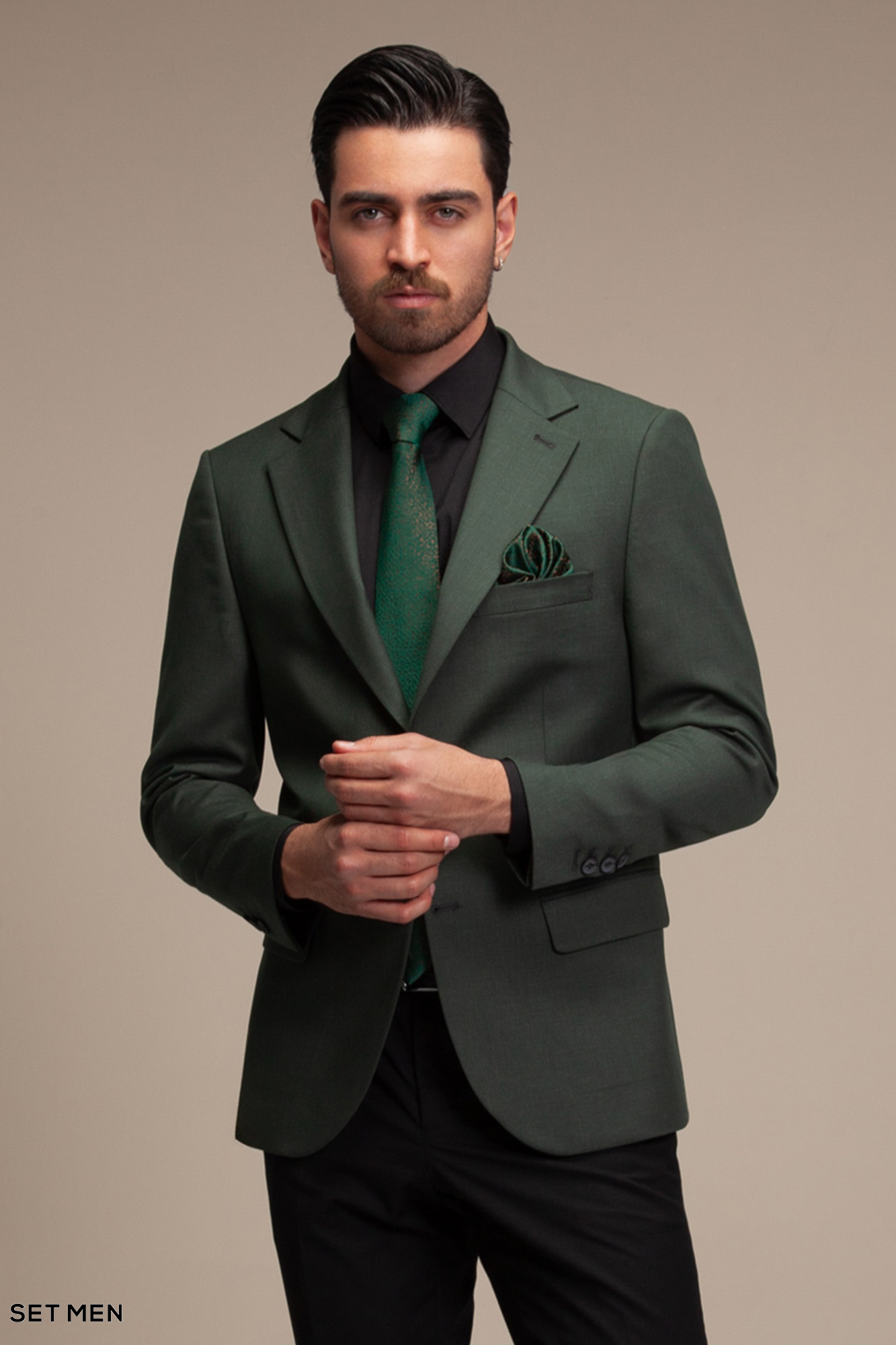 کت تک مردانه یقه انگلیسی نیم آستر دو دکمه دو چاک