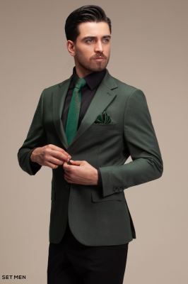 کت تک مردانه یقه انگلیسی نیم آستر دو دکمه دو چاک