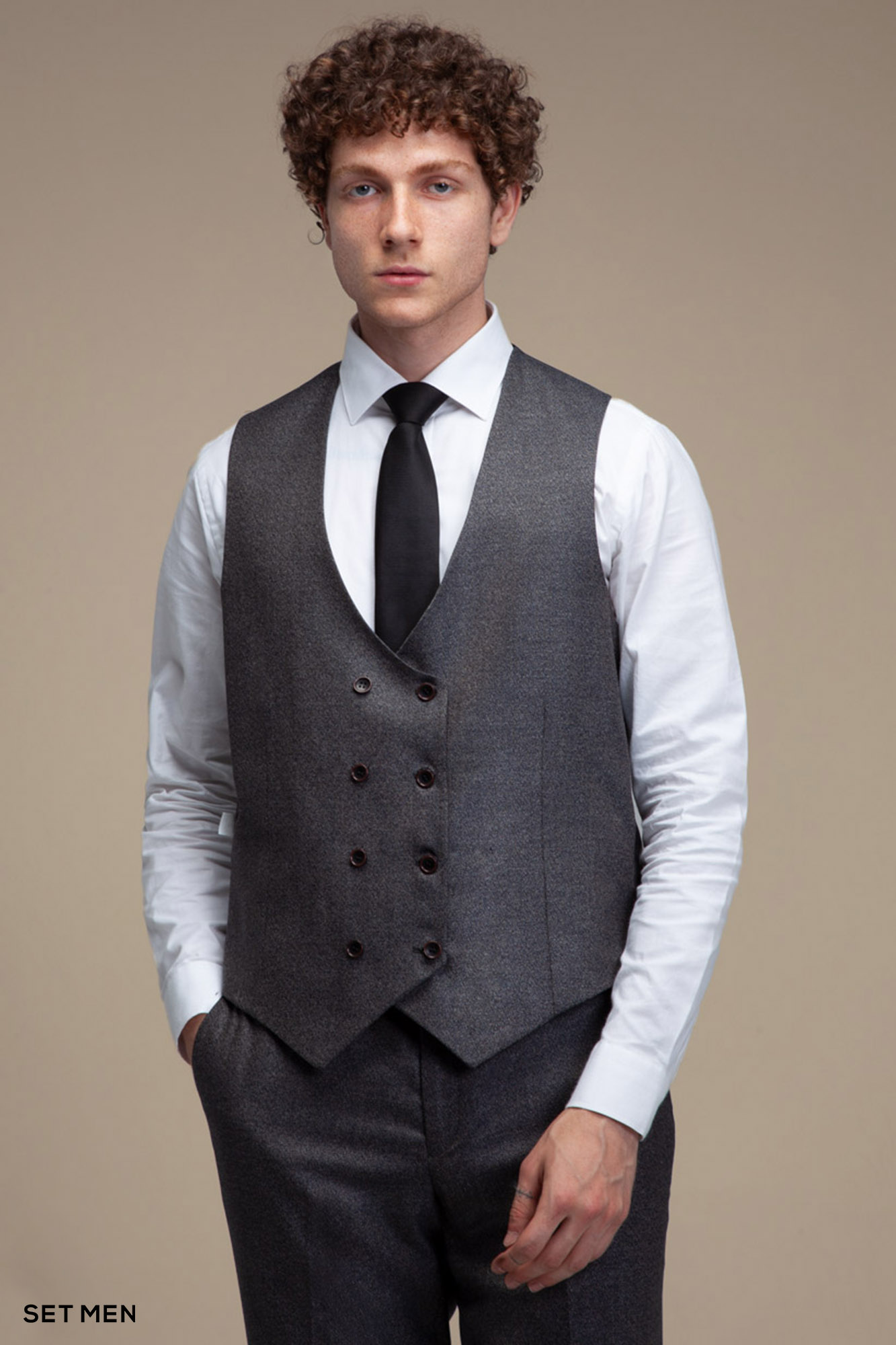 کت و شلوار مردانه سه تکه یقه بلیزر دو دکمه