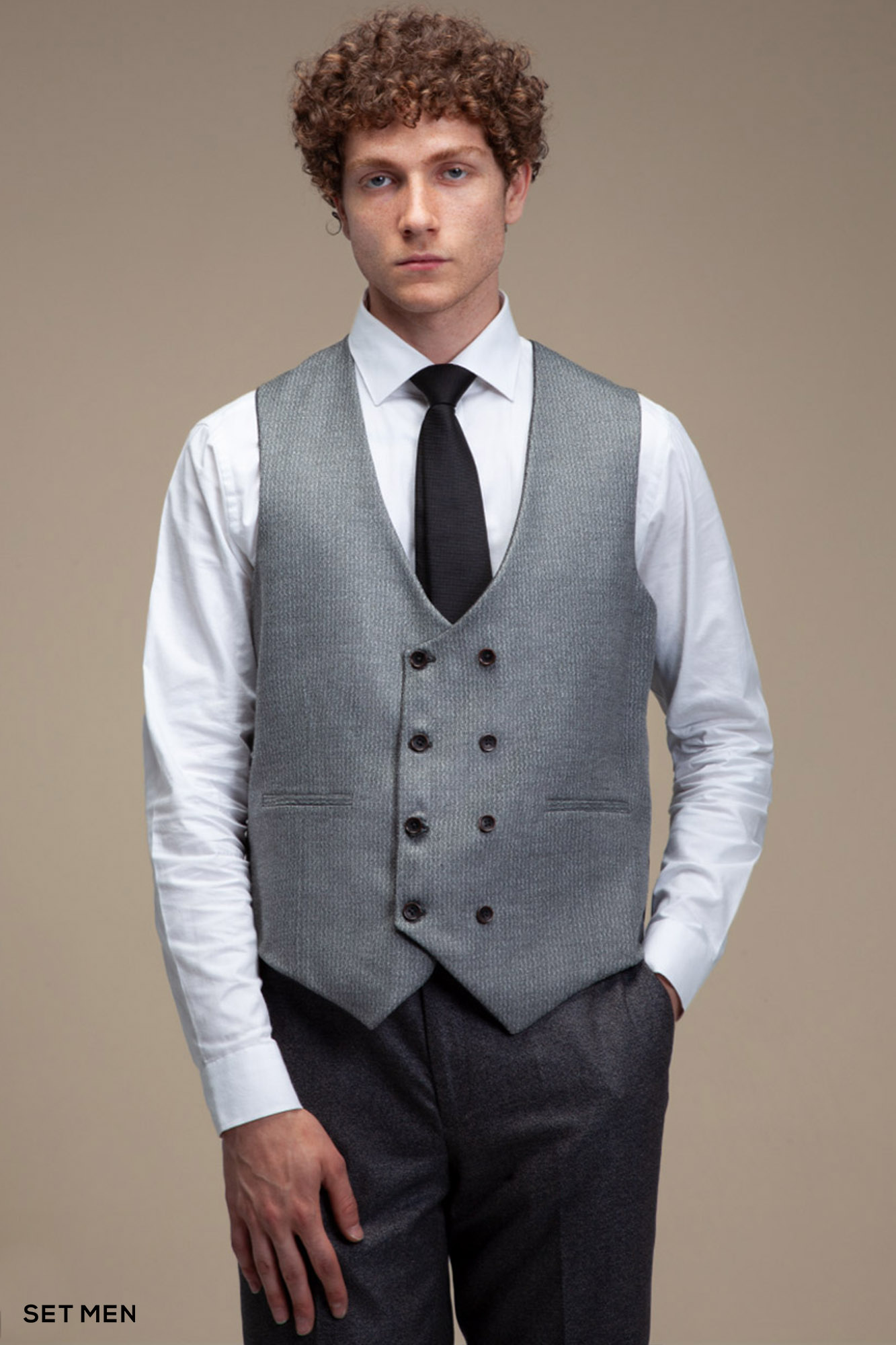 کت و شلوار مردانه سه تکه یقه بلیزر دو دکمه