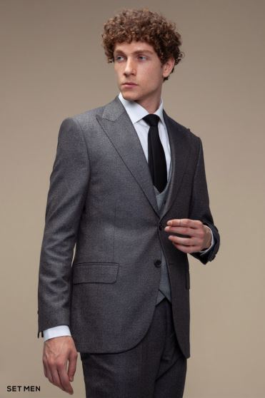 کت و شلوار مردانه سه تکه یقه بلیزر دو دکمه