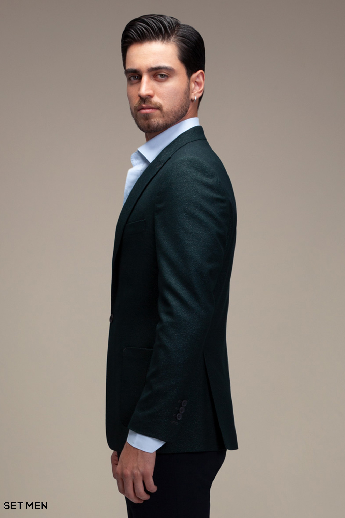 کت تک مردانه یقه بلیزر تک دکمه دوچاک