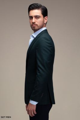 کت تک مردانه یقه بلیزر تک دکمه دوچاک