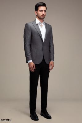 کت تک مردانه یقه بلیزر تک دکمه دوچاک