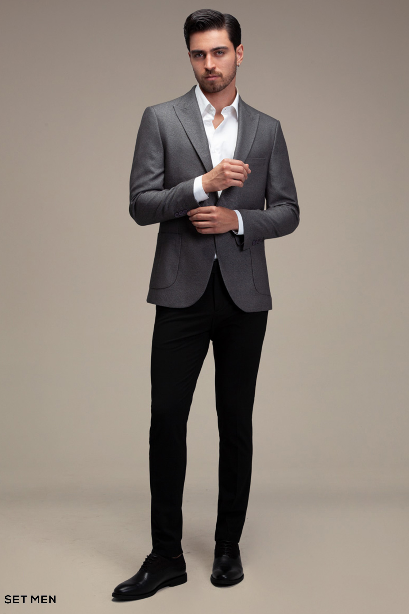 کت تک مردانه یقه بلیزر تک دکمه دوچاک