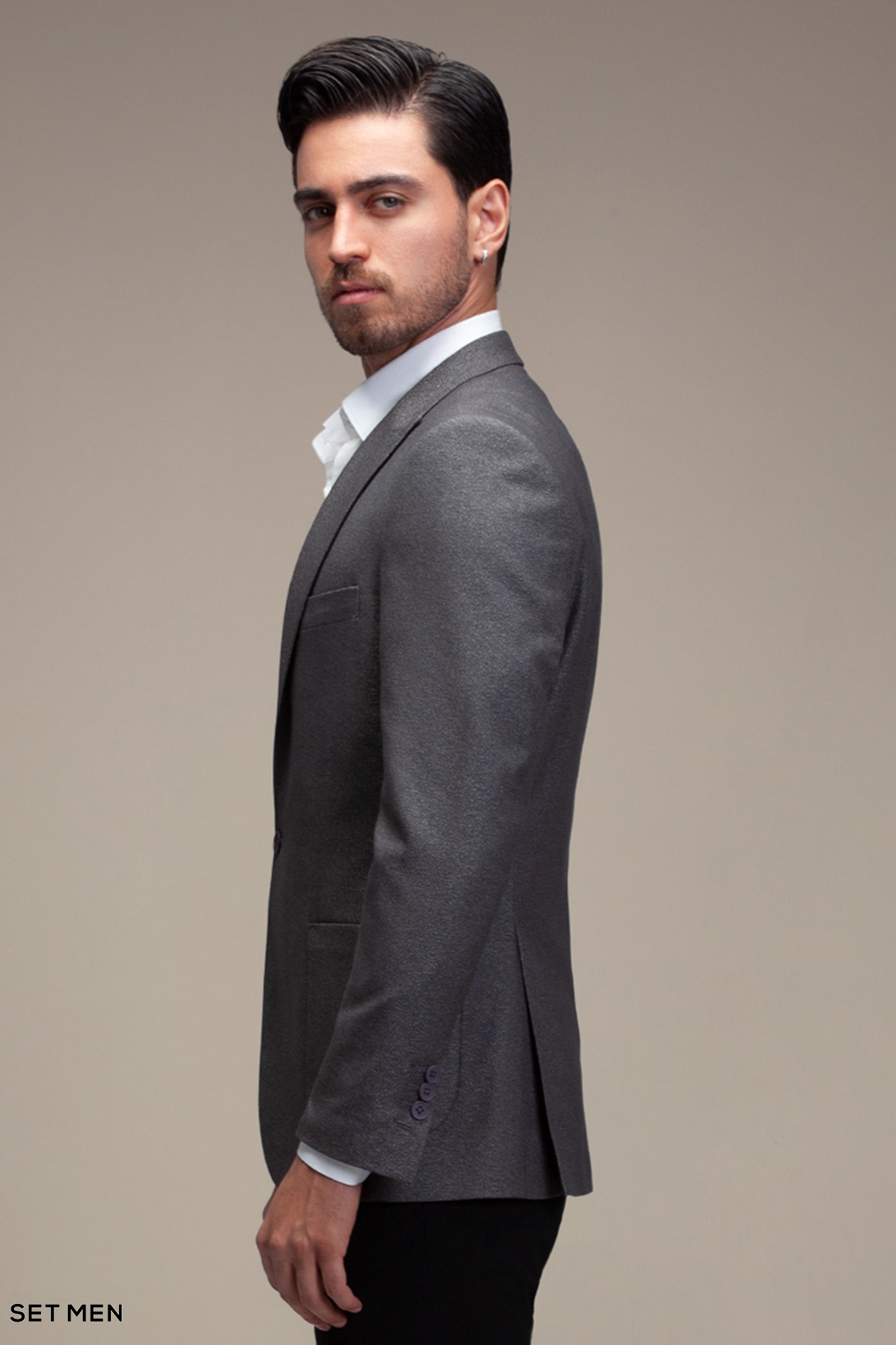 کت تک مردانه یقه بلیزر تک دکمه دوچاک