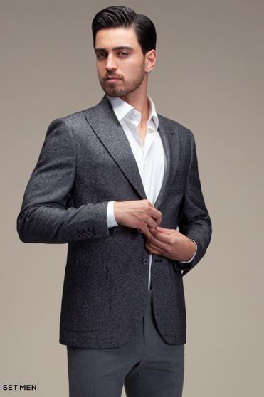 کت تک مردانه یقه بلیزر نیم آستر دودکمه دوچاک