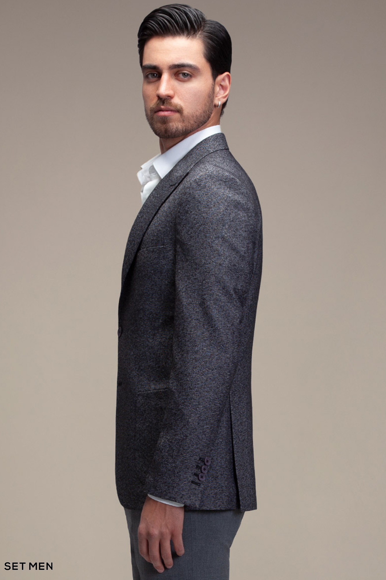 کت تک مردانه یقه بلیزر نیم آستر دودکمه دوچاک