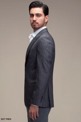 کت تک مردانه یقه بلیزر نیم آستر دودکمه دوچاک