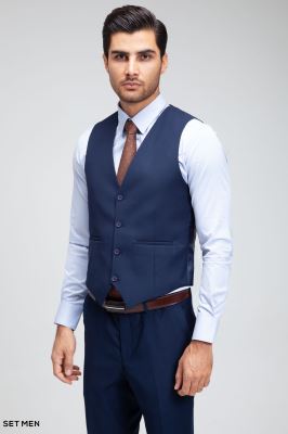 کت و شلوار مردانه سه تکه یقه بلیزر دو دکمه دو چاک