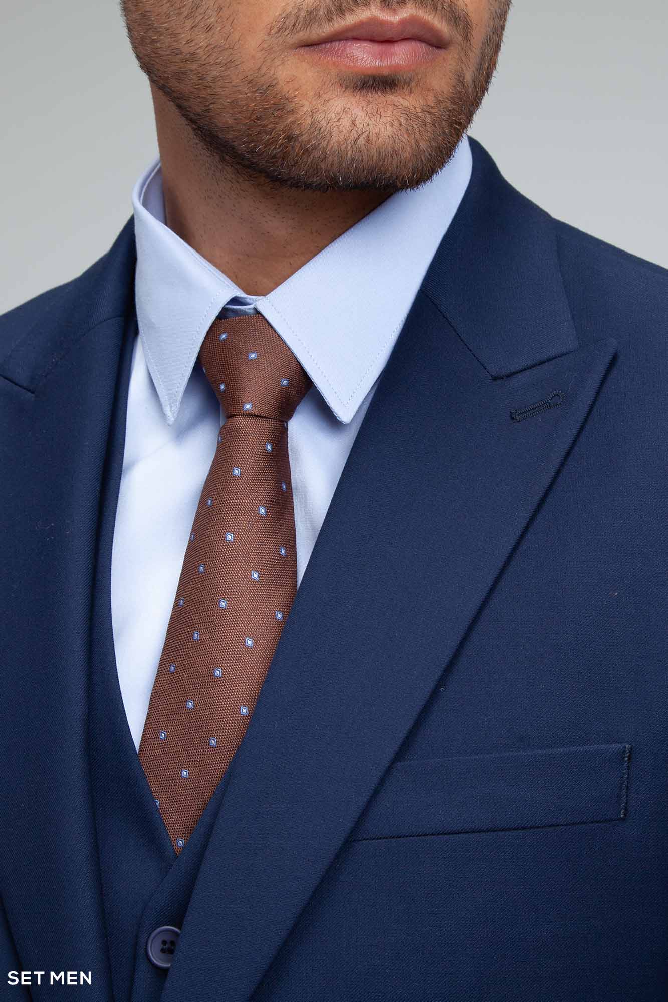 کت و شلوار مردانه سه تکه یقه بلیزر دو دکمه دو چاک