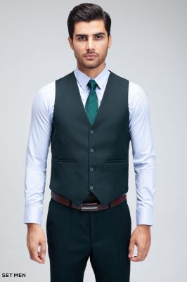 کت و شلوار مردانه سه تکه یقه بلیزر دو دکمه دو چاک