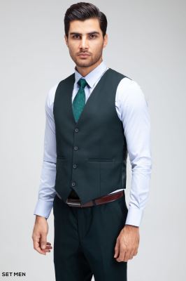 کت و شلوار مردانه سه تکه یقه بلیزر دو دکمه دو چاک