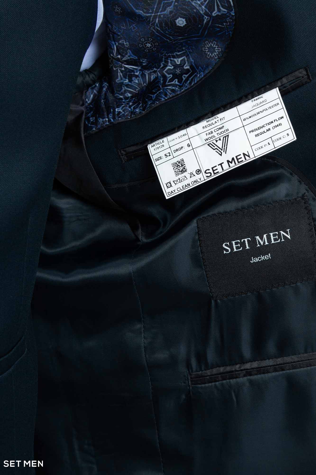 کت و شلوار مردانه سه تکه یقه بلیزر دو دکمه دو چاک