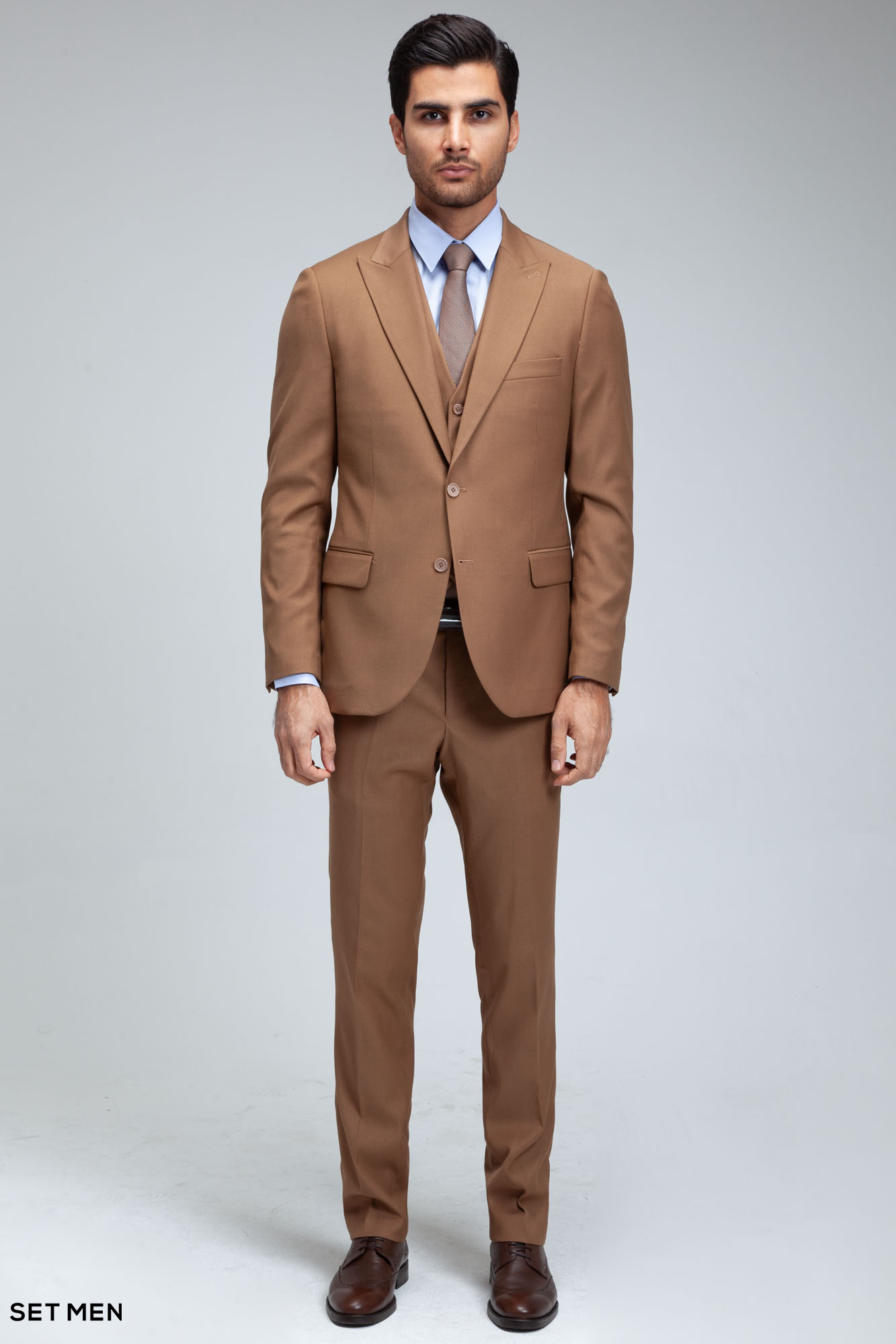 کت و شلوار مردانه سه تکه یقه بلیزر دو دکمه دو چاک