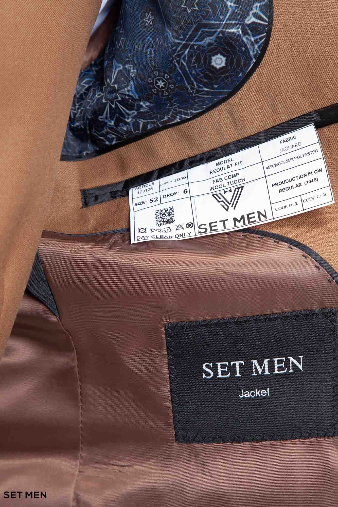 کت و شلوار مردانه سه تکه یقه بلیزر دو دکمه دو چاک