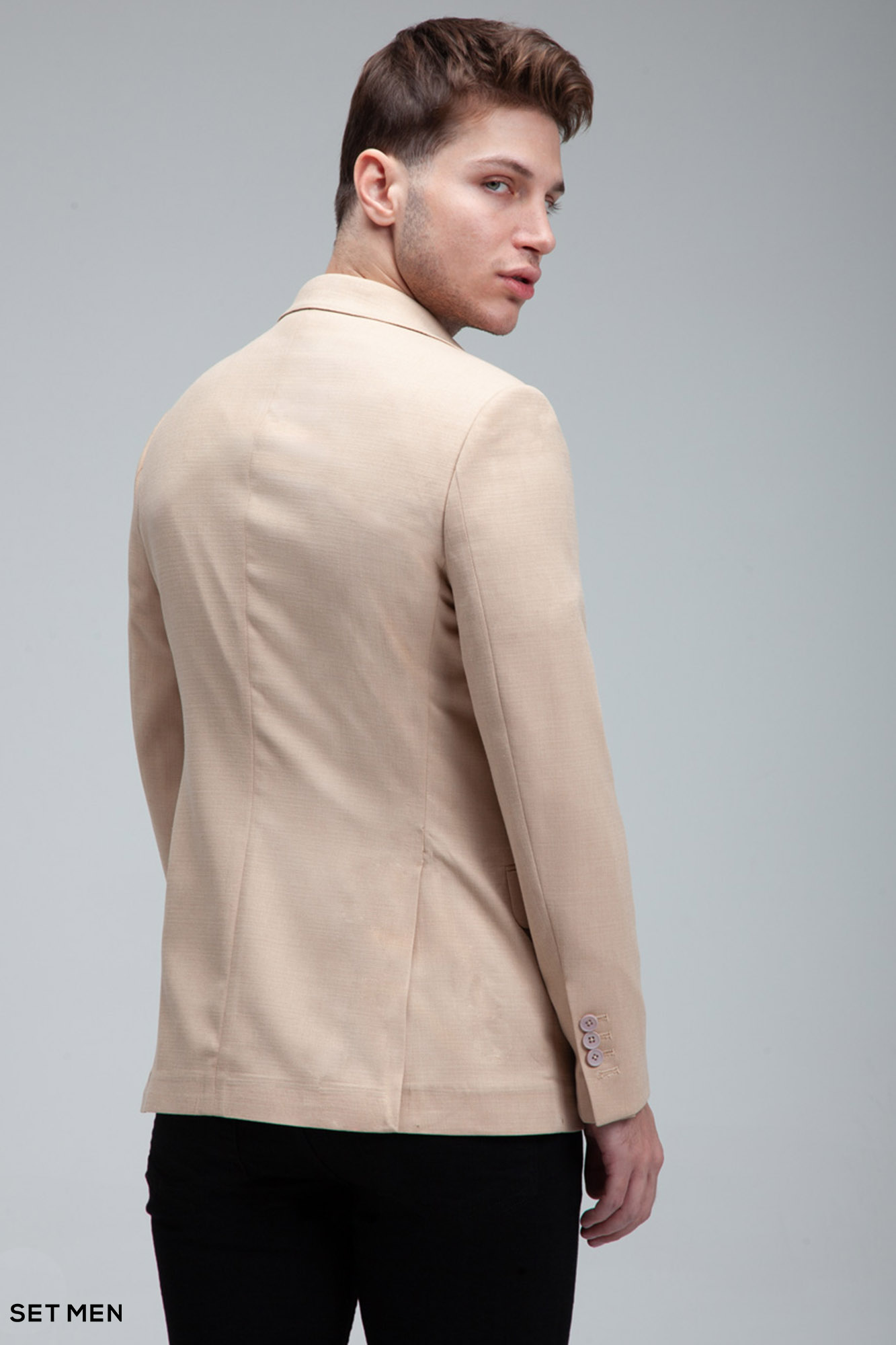 کت تک مردانه نیم آستر یقه انگلیسی تک دکمه دو چاک