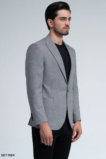 کت تک مردانه یقه بلیزر نیم آستر تک دکمه دوچاک