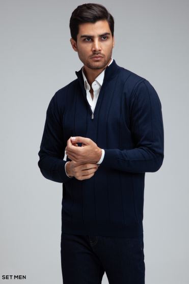 بافت مردانه نیم زیپ دیپلمات