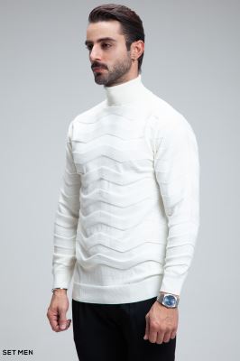 بافت یقه اسکی طرح دار