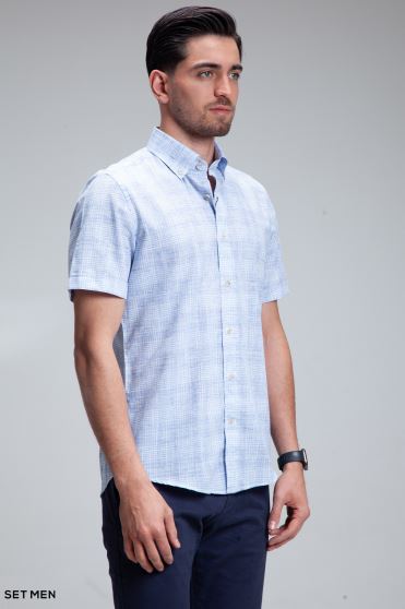 پیراهن مردانه آستین کوتاه لینن