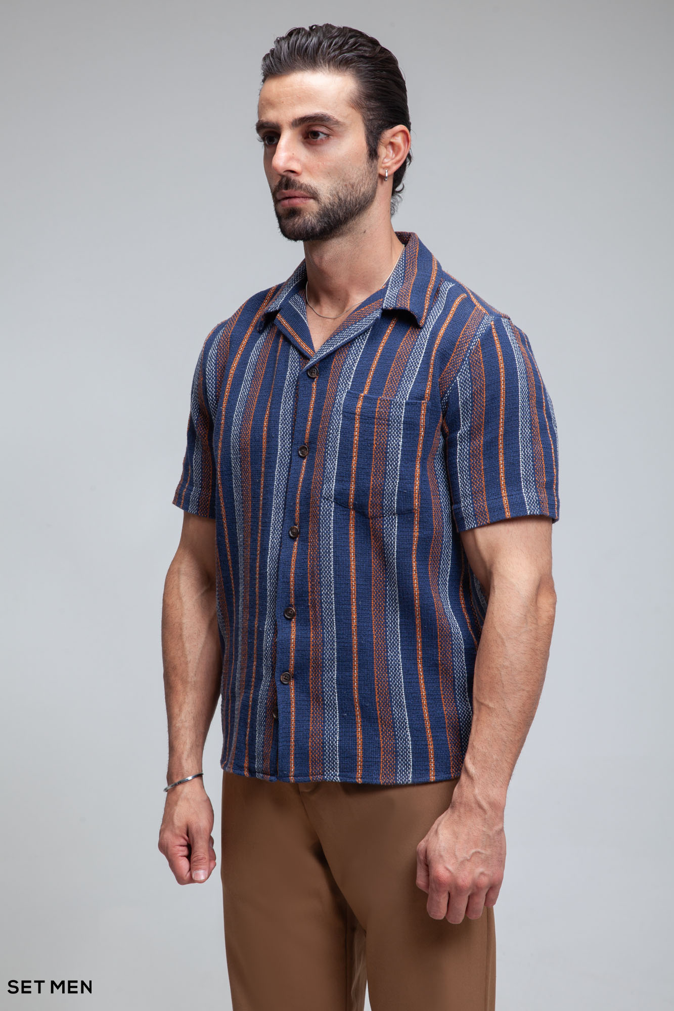 پیراهن مردانه کنفی آستین کوتاه