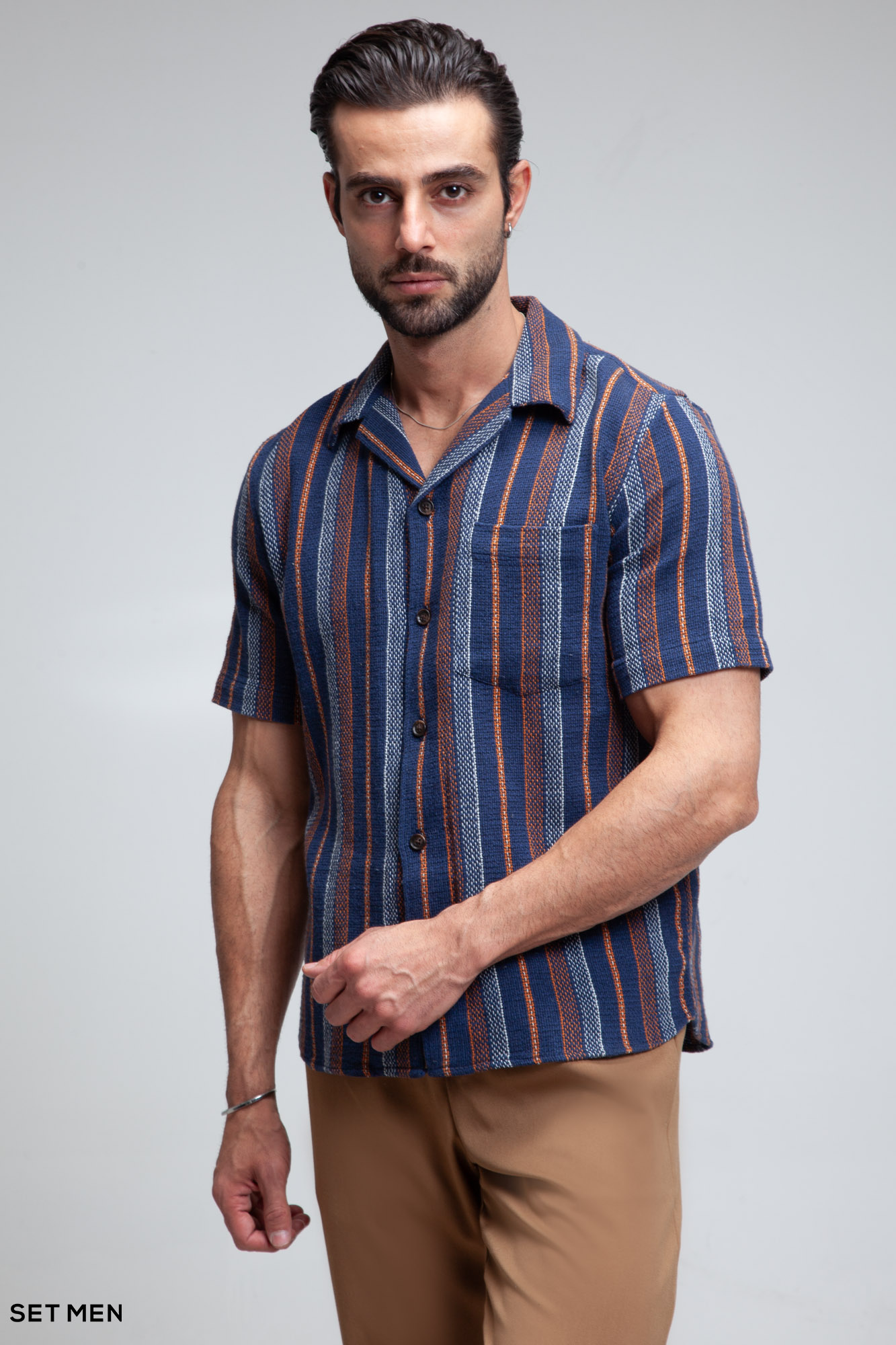 پیراهن مردانه کنفی آستین کوتاه