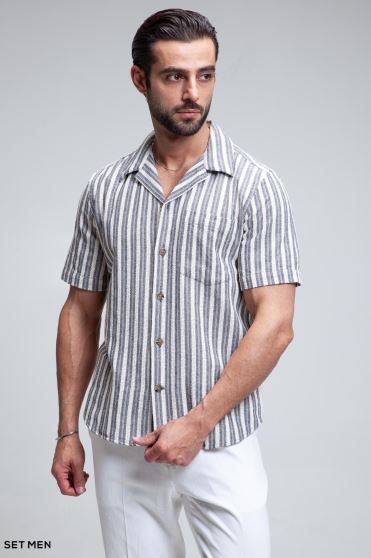 پیراهن مردانه کنفی آستین کوتاه