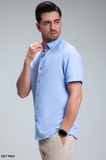 پیراهن مردانه آستین کوتاه لینن