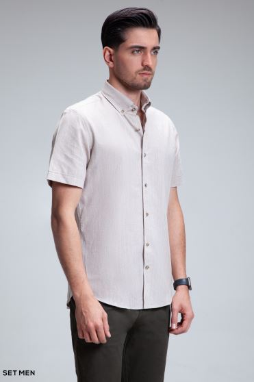 پیراهن مردانه آستین کوتاه لینن