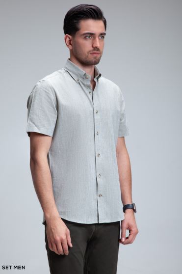 پیراهن مردانه آستین کوتاه لینن