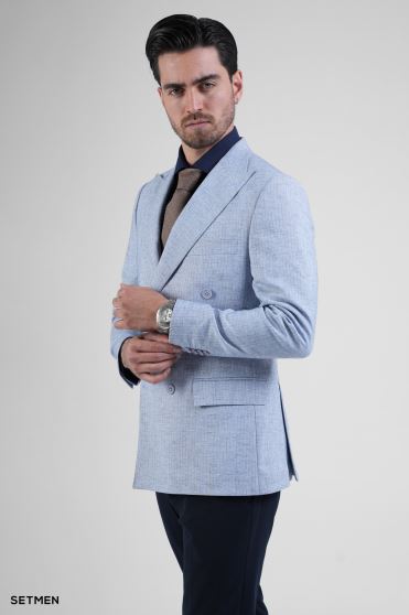 کت تک مردانه دبل برست لینن دیپلمات