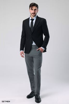 کت تک مردانه نیم آستر دو دکمه یقه ایتالیایی