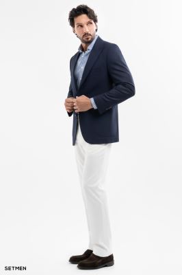 کت تک مردانه نیم آستر دو دکمه یقه ایتالیایی