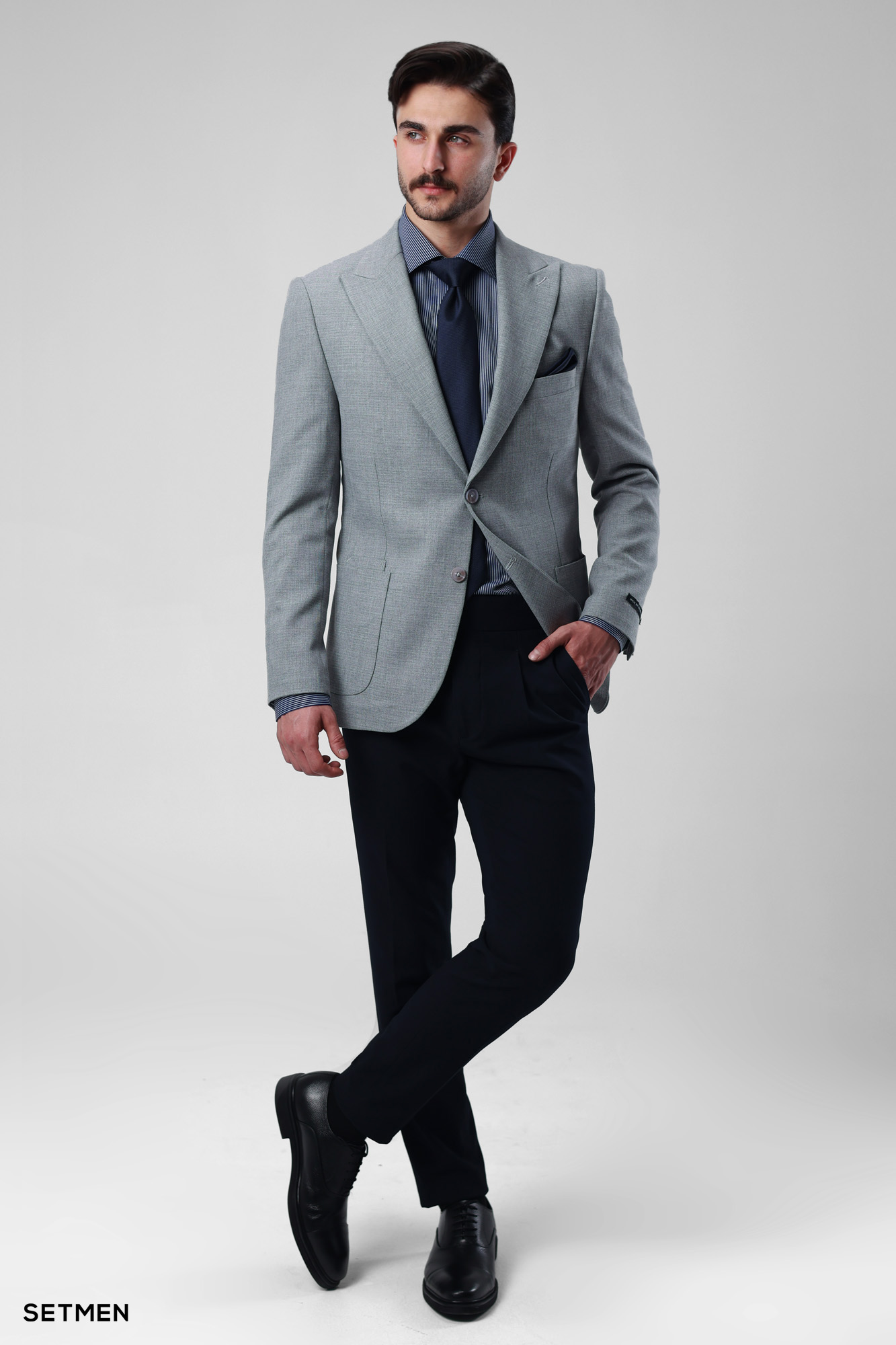 کت تک مردانه نیم آستر دو دکمه یقه ایتالیایی