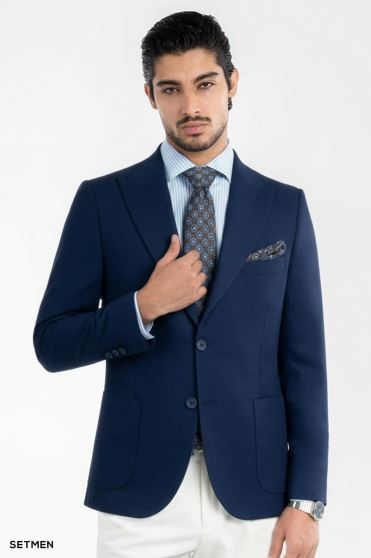 کت تک مردانه نیم آستر دو دکمه یقه ایتالیایی