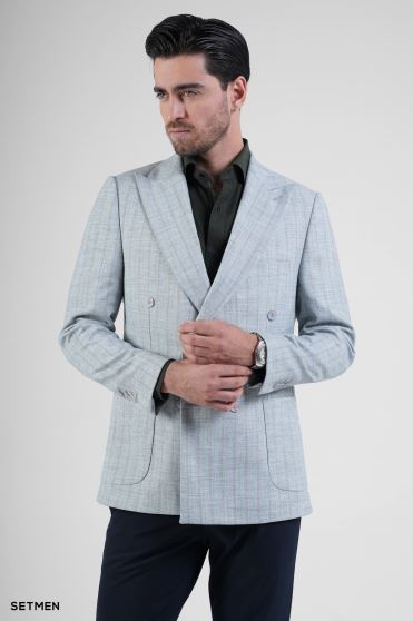 کت مردانه نیم آستر شش دکمه دیپلمات