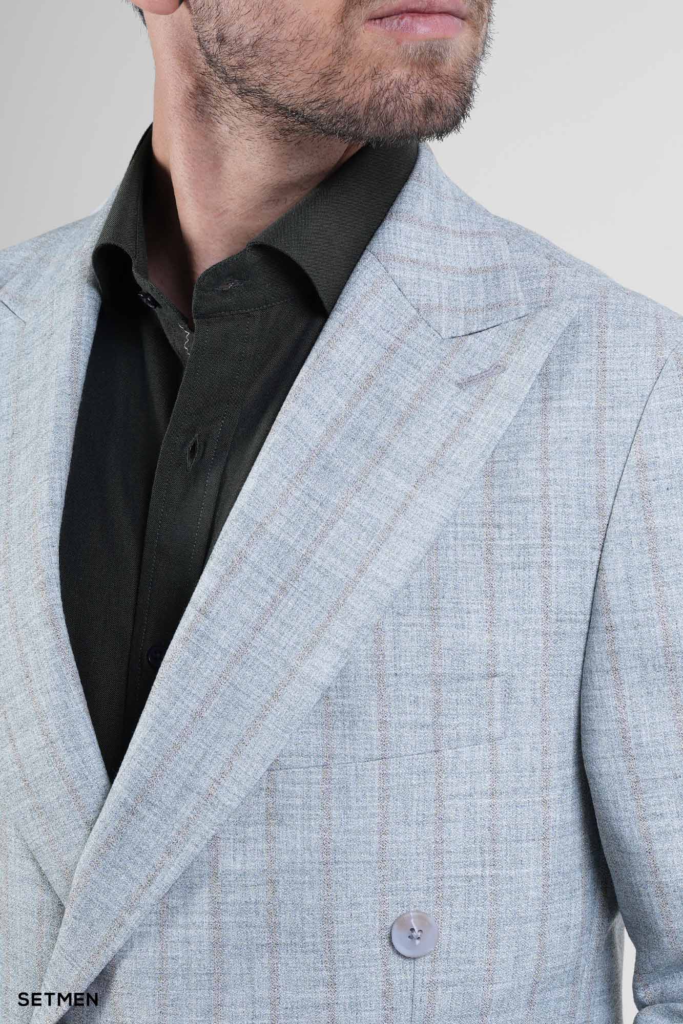 کت مردانه نیم آستر شش دکمه دیپلمات