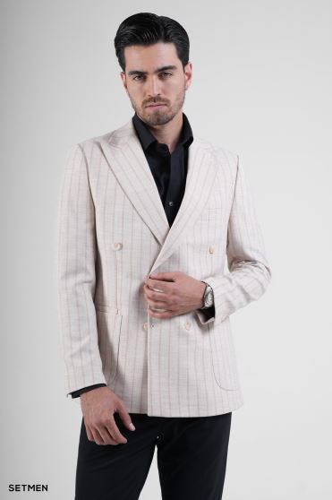 کت مردانه نیم آستر شش دکمه دیپلمات