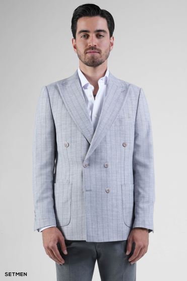 کت مردانه نیم آستر شش دکمه دیپلمات