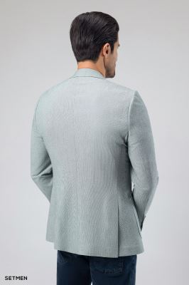 کت تک مردانه دودکمه نیم آستر پارچه GOFRE