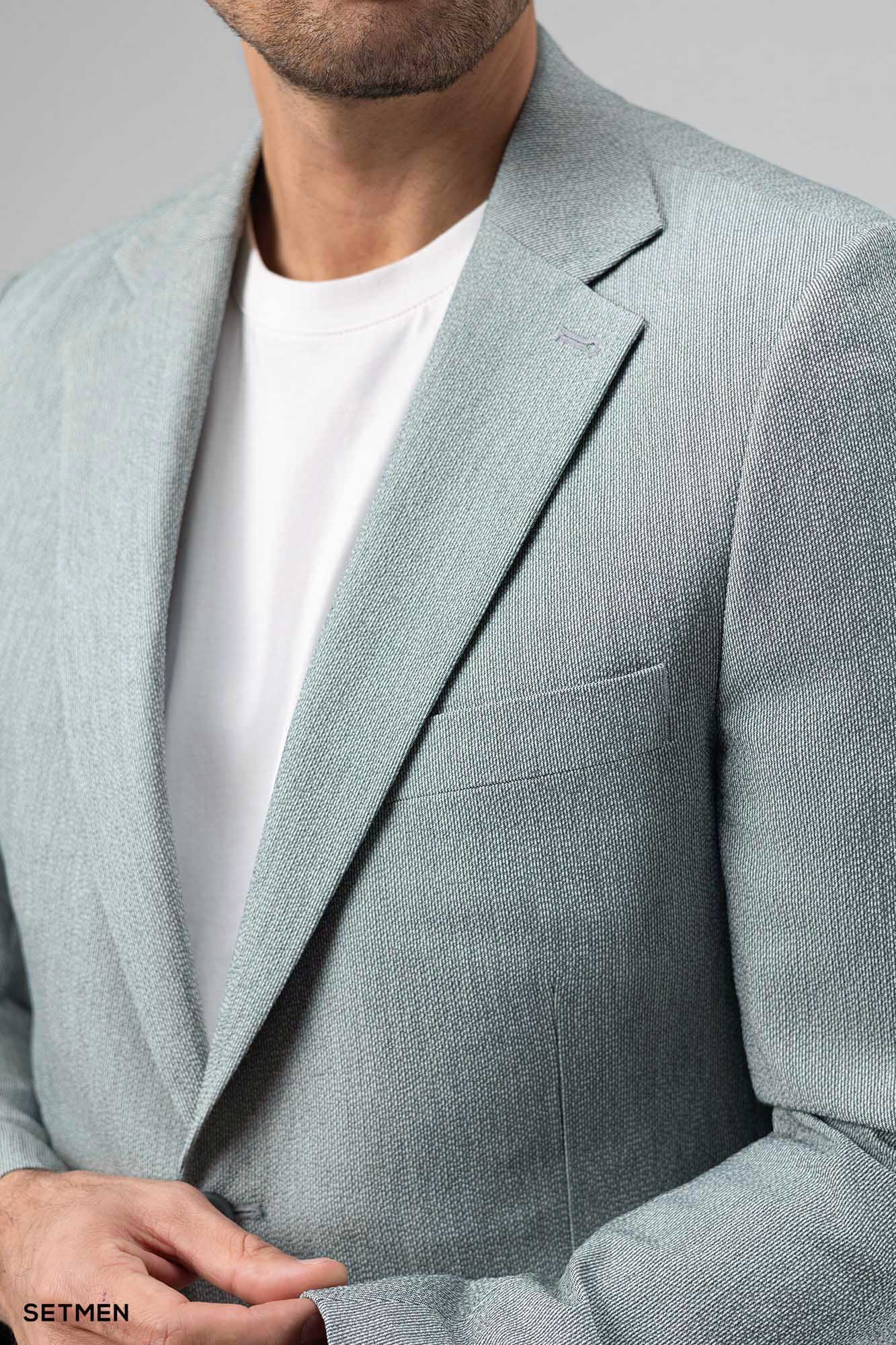 کت تک مردانه دودکمه نیم آستر پارچه GOFRE