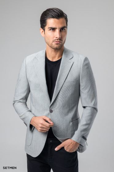 کت تک مردانه دودکمه نیم آستر پارچه GOFRE