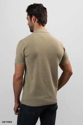 تیشرت یقه نیم زیپ سوزنی ساده